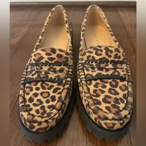 Jack Rogers Leather Loafers Tabby Leopard size 7