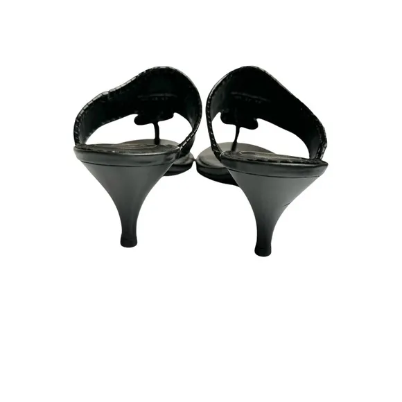 Jack Rogers Maggie Kitten Heel Black Patent Leather Thong Sandals Women’s