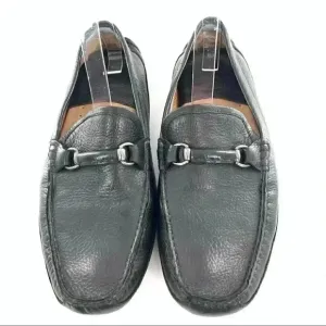 J&amp;M flex Johnston &amp; Murphy loafers size 10 black leather horsebit driving