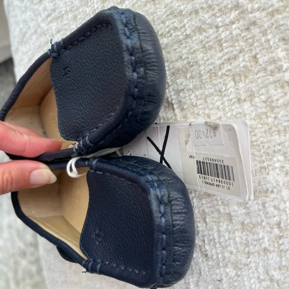 Janie and Jack navy blue Leather driving shoe loafer with Classic Slip-On Design