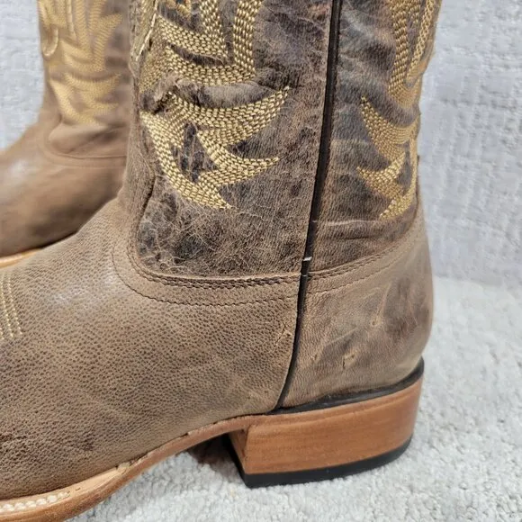 J.B. Dillon Reserve Mens US 9.5D Brown Mid-Calf Leather Western Cowboy Boots
