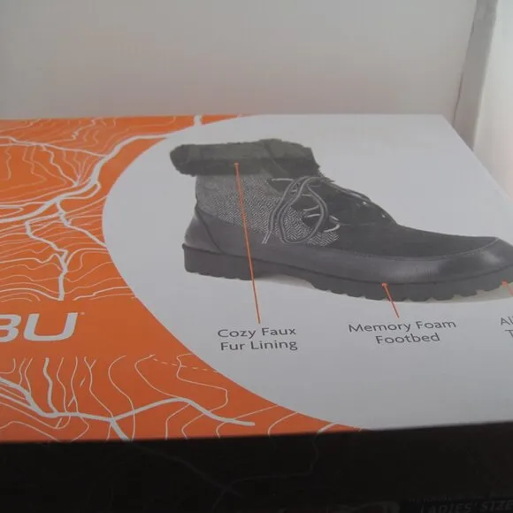 JBU Ladies' Size 8 Mid-Calf Winter Black &amp; Gray Southgate Herringbone Fur Boots