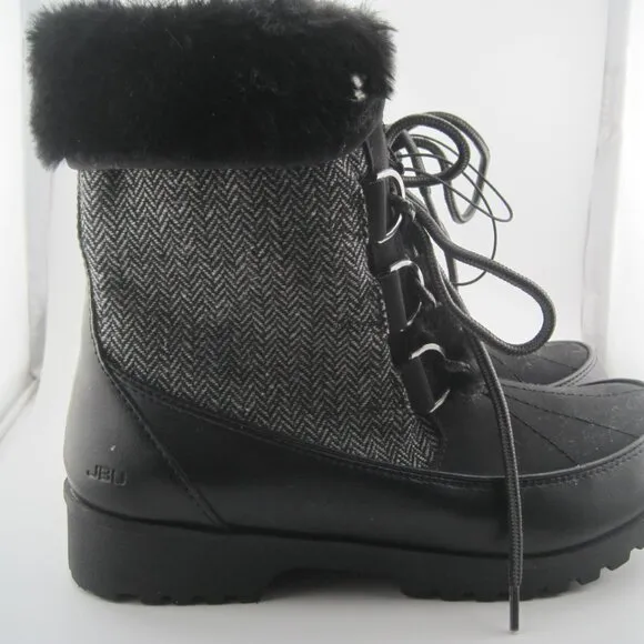 JBU Ladies' Size 8 Mid-Calf Winter Black &amp; Gray Southgate Herringbone Fur Boots