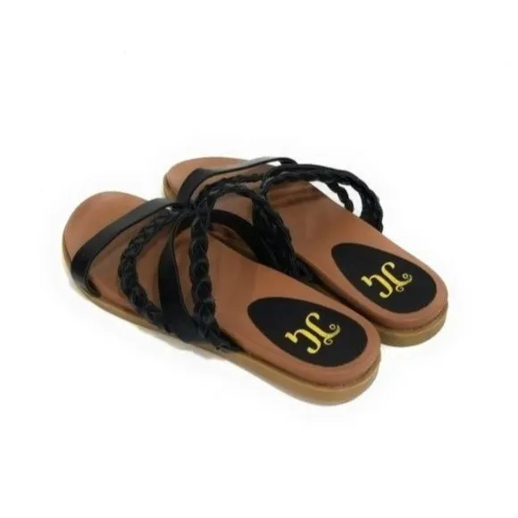 JC Journee Collection Colette Braided Strappy Woven Sandals Womens Size 7