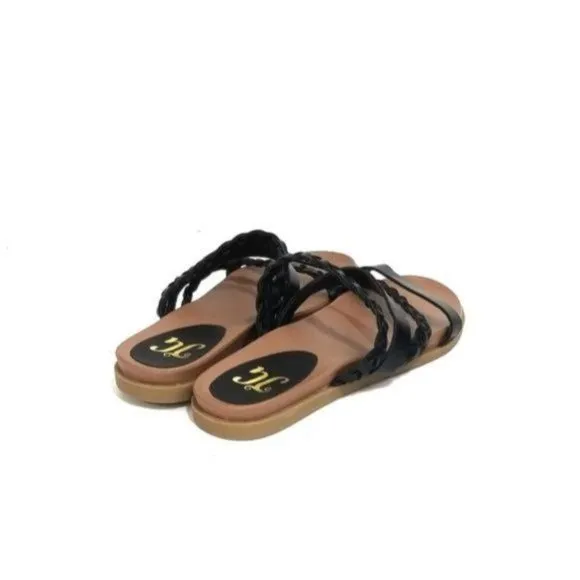 JC Journee Collection Colette Braided Strappy Woven Sandals Womens Size 7