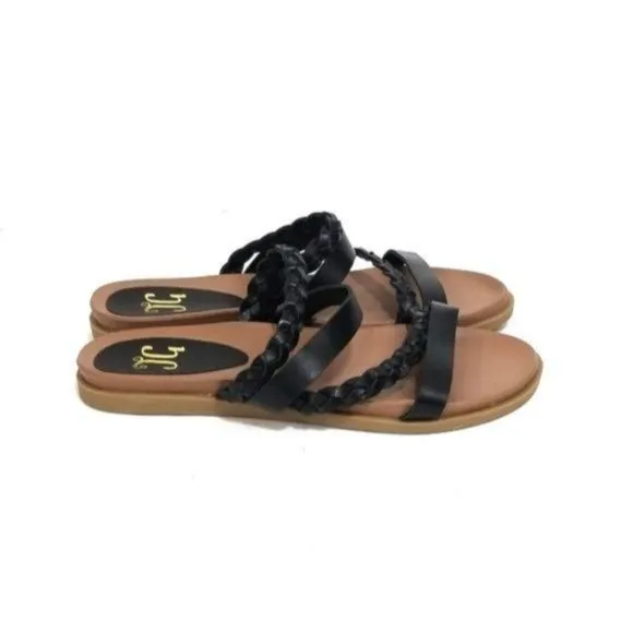 JC Journee Collection Colette Braided Strappy Woven Sandals Womens Size 7
