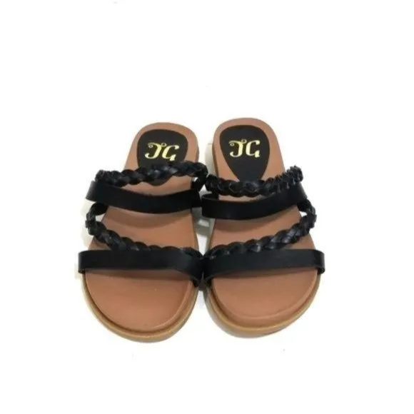 JC Journee Collection Colette Braided Strappy Woven Sandals Womens Size 7