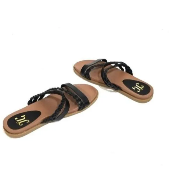 JC Journee Collection Colette Braided Strappy Woven Sandals Womens Size 7