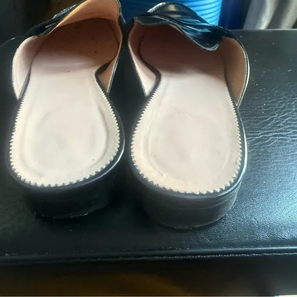 J.Crew Academy Black Patent Leather Penny Loafers Mules Flats Shoes Size 9