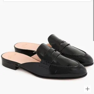 J.Crew Academy Black Patent Leather Penny Loafers Mules Flats Shoes Size 9