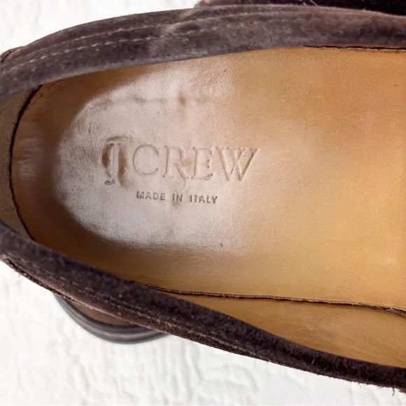 J.Crew Brown Suede Leather Penny Loafers with Comfort Soles size 10.5