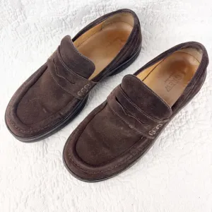J.Crew Brown Suede Leather Penny Loafers with Comfort Soles size 10.5
