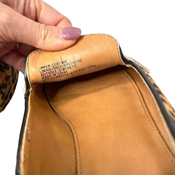 J. Crew leopard Calf-hair penny loafers Sz 8 boho