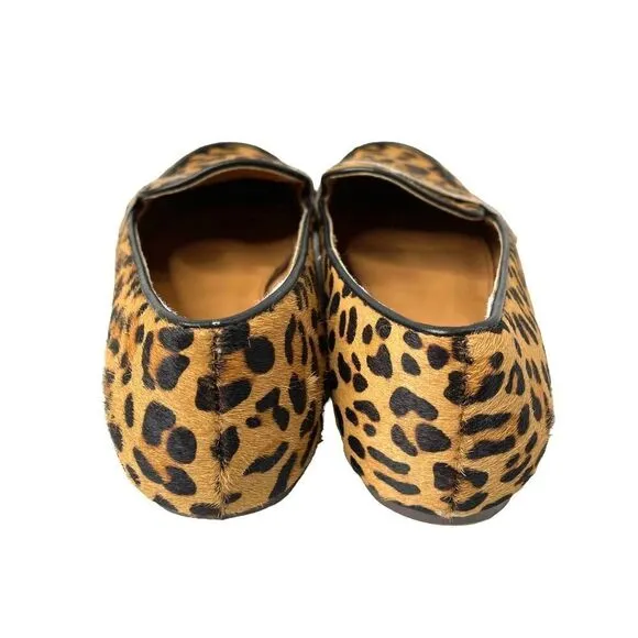 J. Crew leopard Calf-hair penny loafers Sz 8 boho