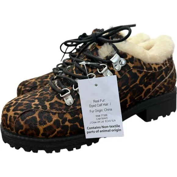 J.Crew Nordic Animal Print Leather Ankle Boots In Calf Hair Size 7