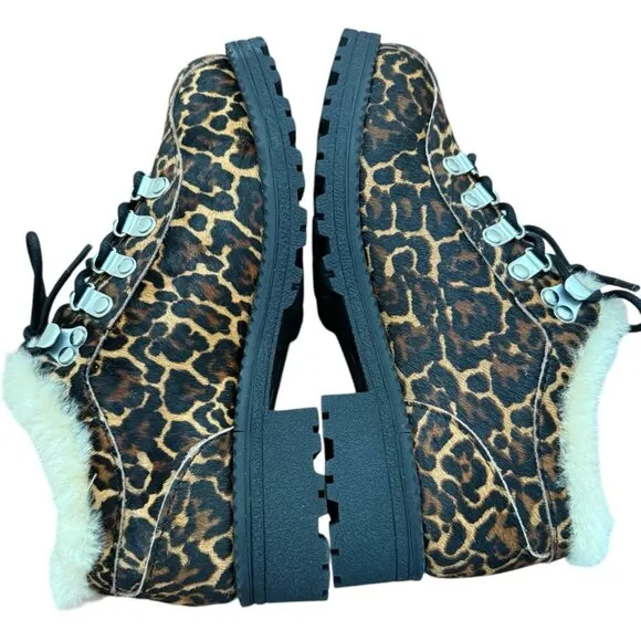 J.Crew Nordic Animal Print Leather Ankle Boots In Calf Hair Size 7