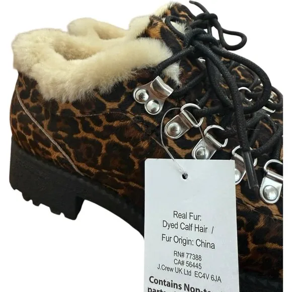 J.Crew Nordic Animal Print Leather Ankle Boots In Calf Hair Size 7