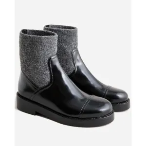 J.Crew Rib-cuff boots in Italian leather Black Gray Size 7.5 NWB