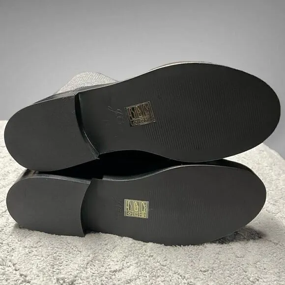 J.Crew Rib-cuff boots in Italian leather Black Gray Size 7.5 NWB