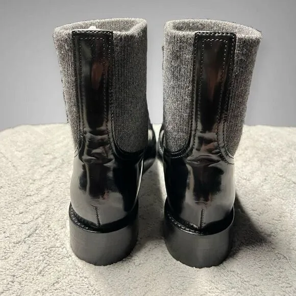 J.Crew Rib-cuff boots in Italian leather Black Gray Size 7.5 NWB