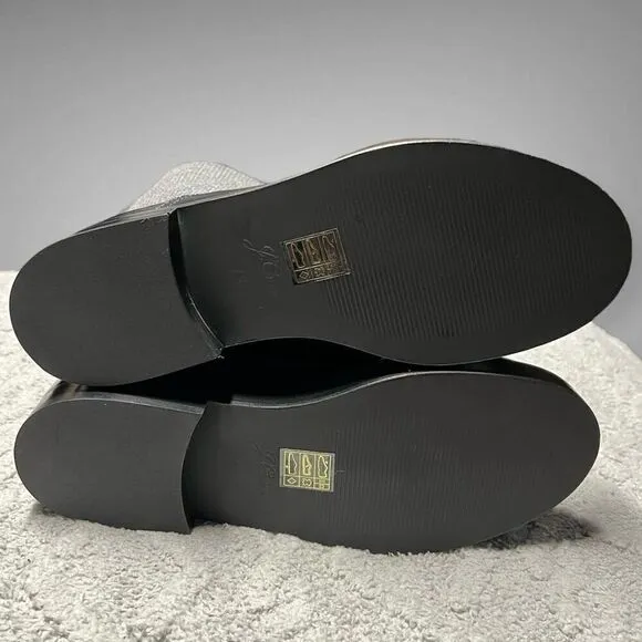 J.Crew Rib-cuff boots in Italian leather Black Gray Size 9 NWB