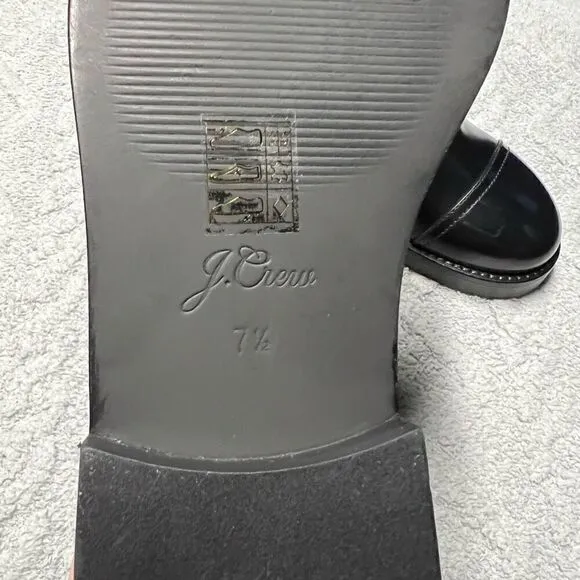 J.Crew Rib-cuff boots in Italian leather Black Gray Size 7.5 NWB