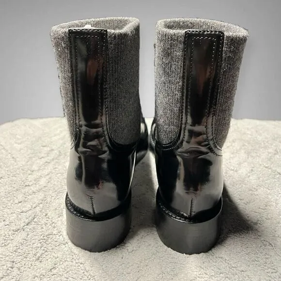 J.Crew Rib-cuff boots in Italian leather Black Gray Size 7.5 NWB