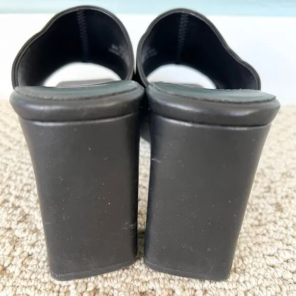 Jeffery Campbell Caviar Platform Slide Open Toe Black Heeled Mules 10 goth punk