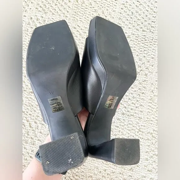 Jeffery Campbell Caviar Platform Slide Open Toe Black Heeled Mules 10 goth punk