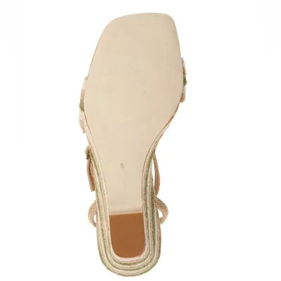 Jeffery Campbell Women's Sailboat Wedge Jute Sandals, Tan/Green, Size 9, NWT
