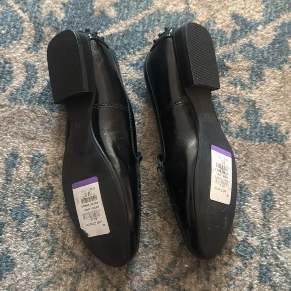 Jeffrey Campbell Black Loafers studded heel square toe size 7