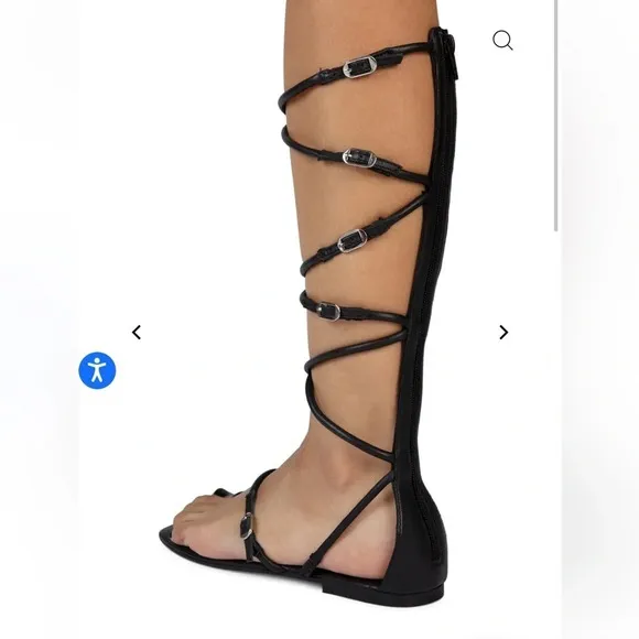 Jeffrey Campbell Black Minimal mid-calf Gladia Gladiator Sandals, Size 8