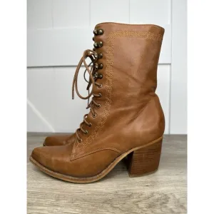 Jeffrey Campbell Boothe Western Lace Up Boots Womens Size 9 Brown Camel