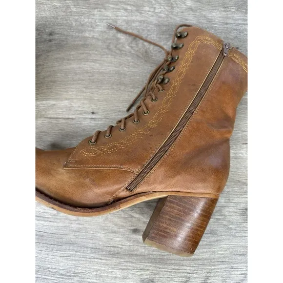 Jeffrey Campbell Boothe Western Lace Up Boots Womens Size 9 Brown Camel