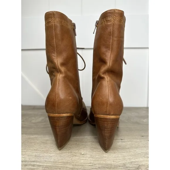 Jeffrey Campbell Boothe Western Lace Up Boots Womens Size 9 Brown Camel