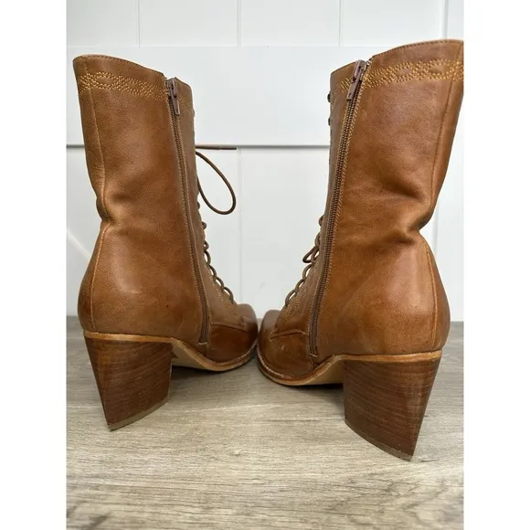 Jeffrey Campbell Boothe Western Lace Up Boots Womens Size 9 Brown Camel