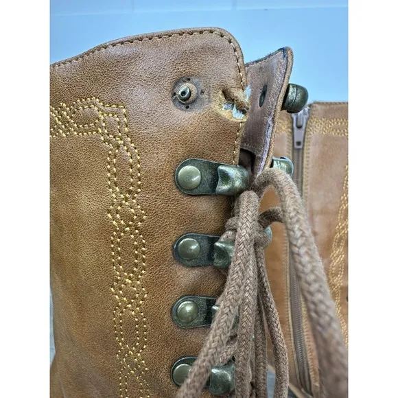 Jeffrey Campbell Boothe Western Lace Up Boots Womens Size 9 Brown Camel
