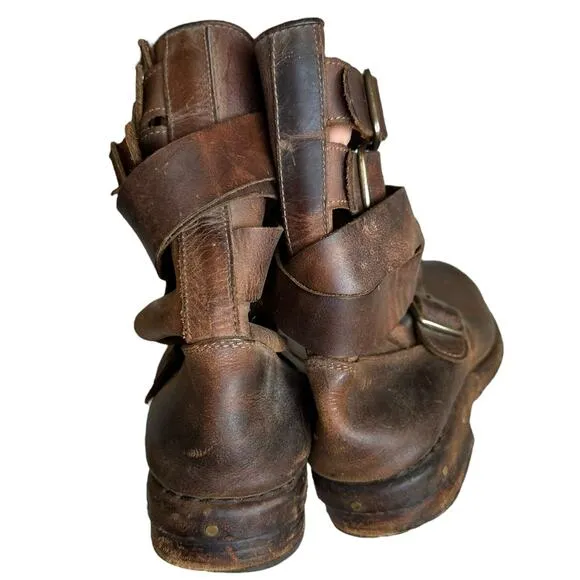 JEFFREY CAMPBELL Brown Leather Strappy Brit Moto Riding Boots Women's Size 9