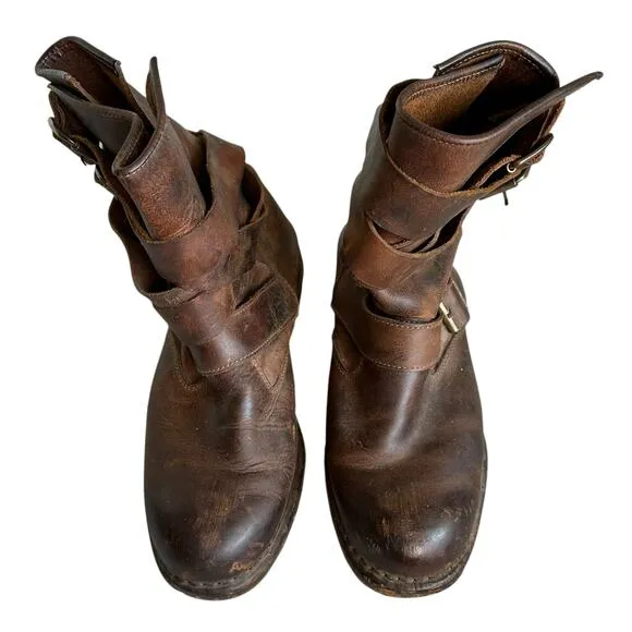 JEFFREY CAMPBELL Brown Leather Strappy Brit Moto Riding Boots Women's Size 9