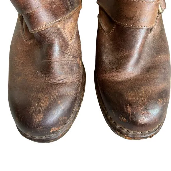 JEFFREY CAMPBELL Brown Leather Strappy Brit Moto Riding Boots Women's Size 9