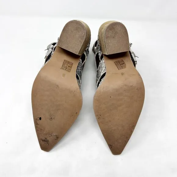 [Jeffrey Campbell] Caceres Brown Gray Snakeskin Buckle Strap Leather Boots Sz 8