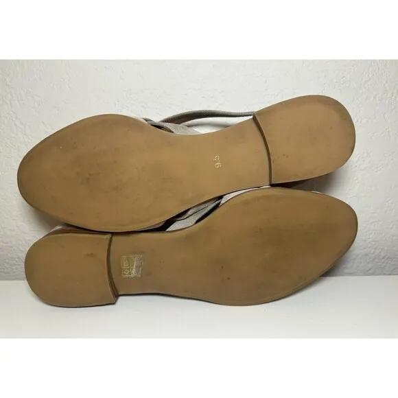 Jeffrey Campbell Canela Taupe Suede Strappy Low Stacked Heel Flats Women's 9.5