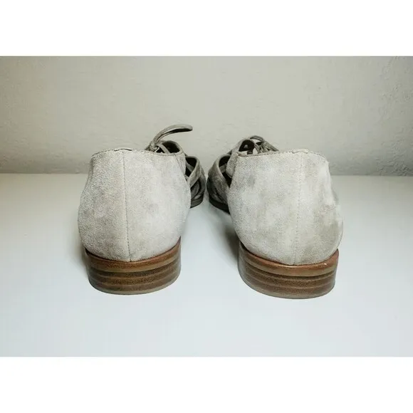 Jeffrey Campbell Canela Taupe Suede Strappy Low Stacked Heel Flats Women's 9.5