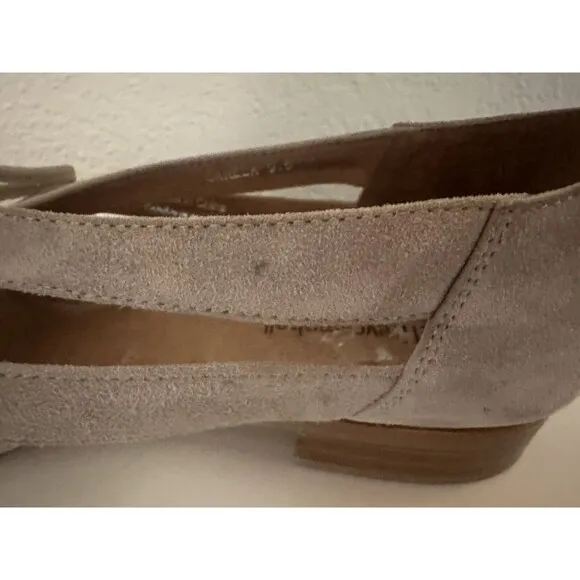 Jeffrey Campbell Canela Taupe Suede Strappy Low Stacked Heel Flats Women's 9.5