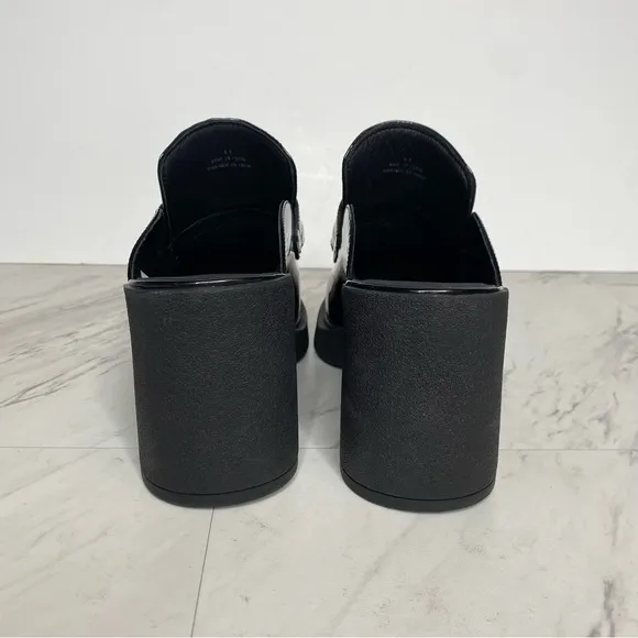 Jeffrey Campbell Kerri Black Patent Leather Heeled Loafer Mule 9 1/2