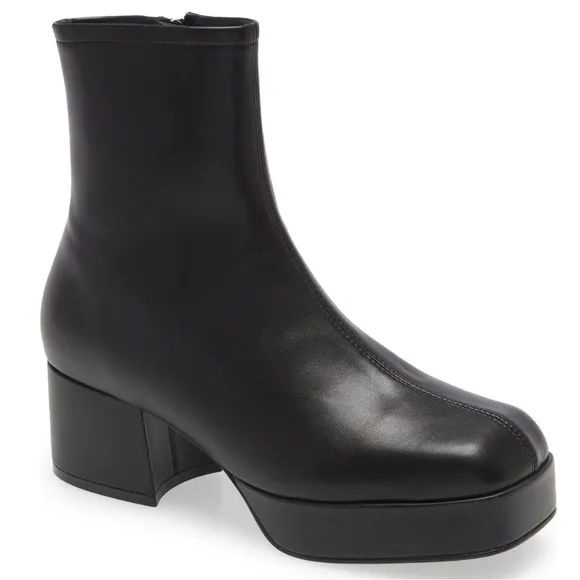 JEFFREY CAMPBELL Platform Boot Black Leather Size 7.5 US