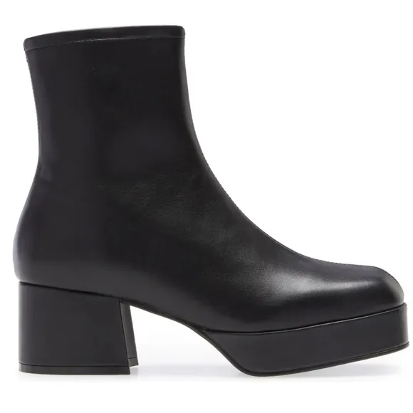 JEFFREY CAMPBELL Platform Boot Black Leather Size 7.5 US