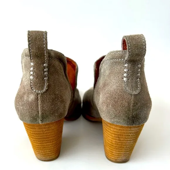 Jeffrey Campbell Rosalee Booties Block Heel Ankle Boots Gray Taupe Suede Size 7