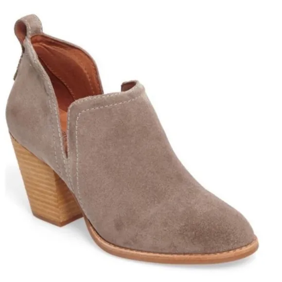 Jeffrey Campbell Rosalee Booties Block Heel Ankle Boots Gray Taupe Suede Size 7