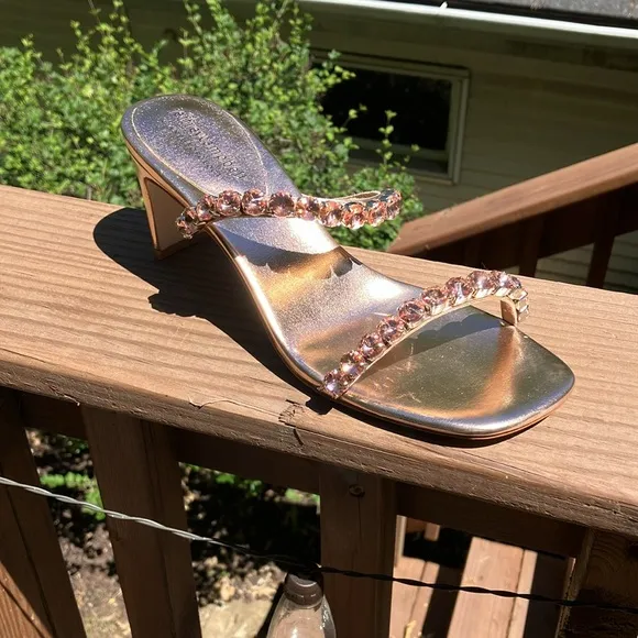 Jeffrey Campbell rose gold stone sandals